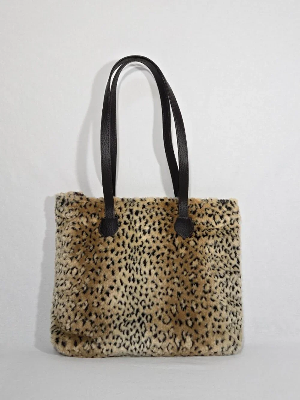 U.S.A Vintage Y2K Mob-Wife Animal Print Faux Fur Leather Strap TOTE BAG + 2 Pcs.